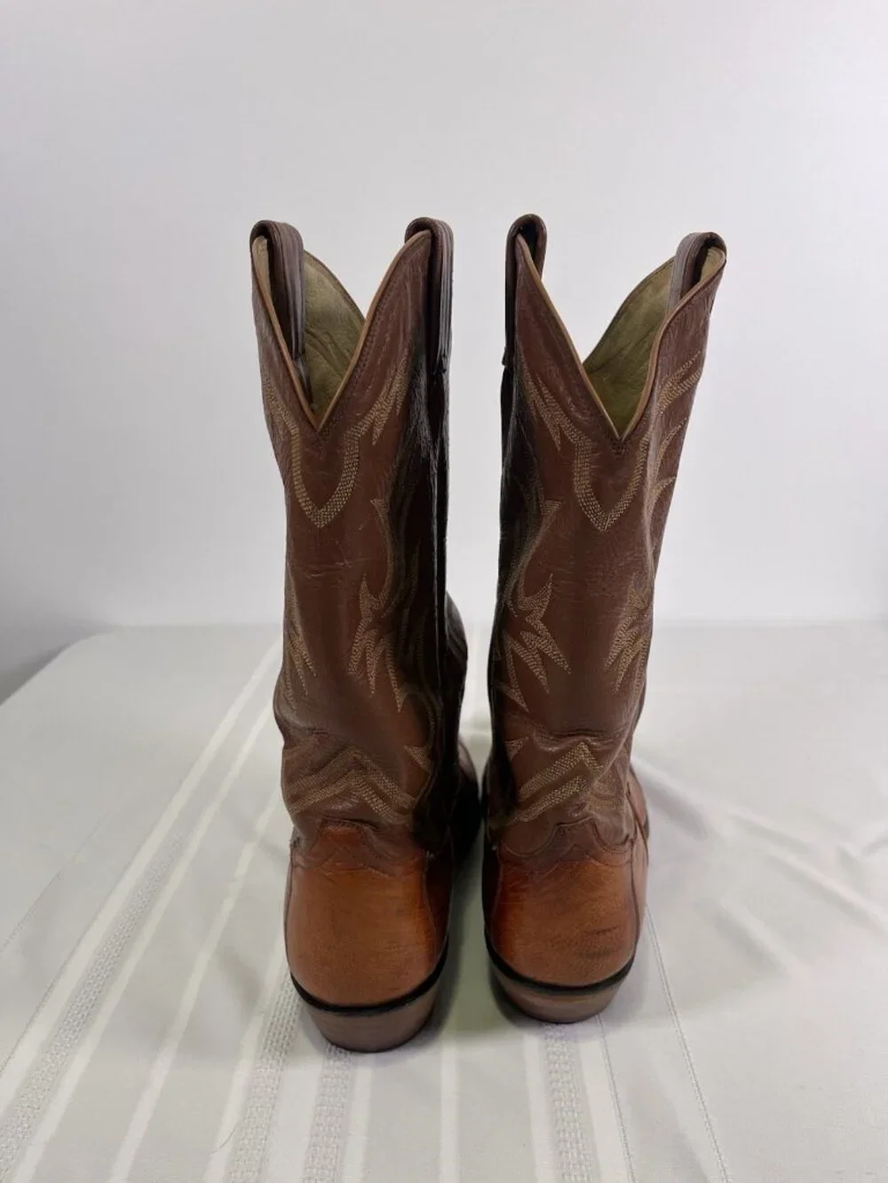 VTG 90s Tony Lama Full Quill Ostrich Cowboy Boots Brown Western Size 13 D USA